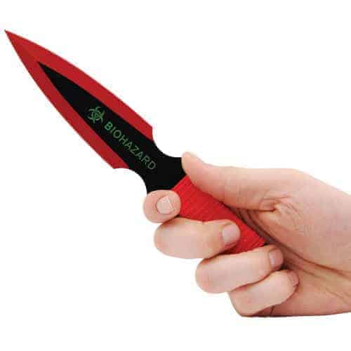 2 Piece Throwing Knife Red Color BioHazard