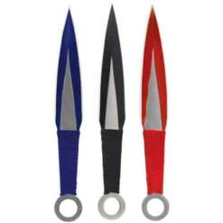 3 Piece Throwing Knife Assorted Color - Black, Blue, Red