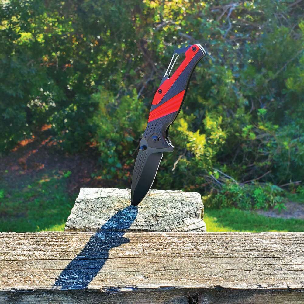 ElitEdge Striped 7″ Tactical Knife red and blck