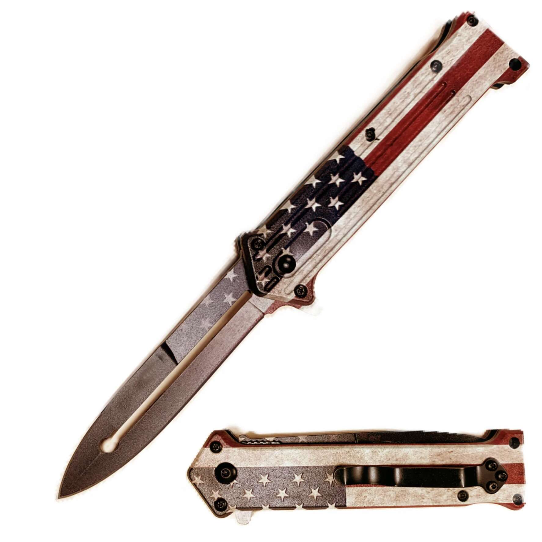8" Inch US Flag Joker Folding Knife