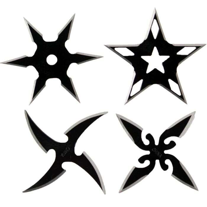 4" black 12 point Stainless Steel throwing star with flames