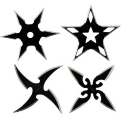2.5” Black Steel Throwing Star with Pouch 4pc Set