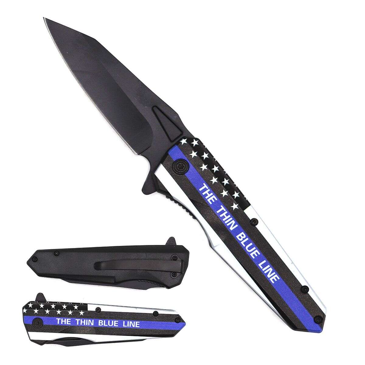 3" Thin Blue Line Knife With ABS Handle
