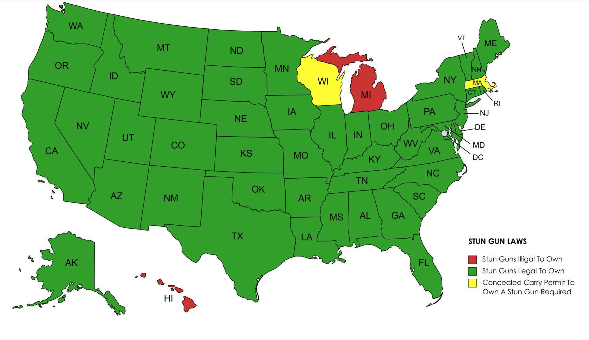 Review of the Stun Gun Laws in the United States