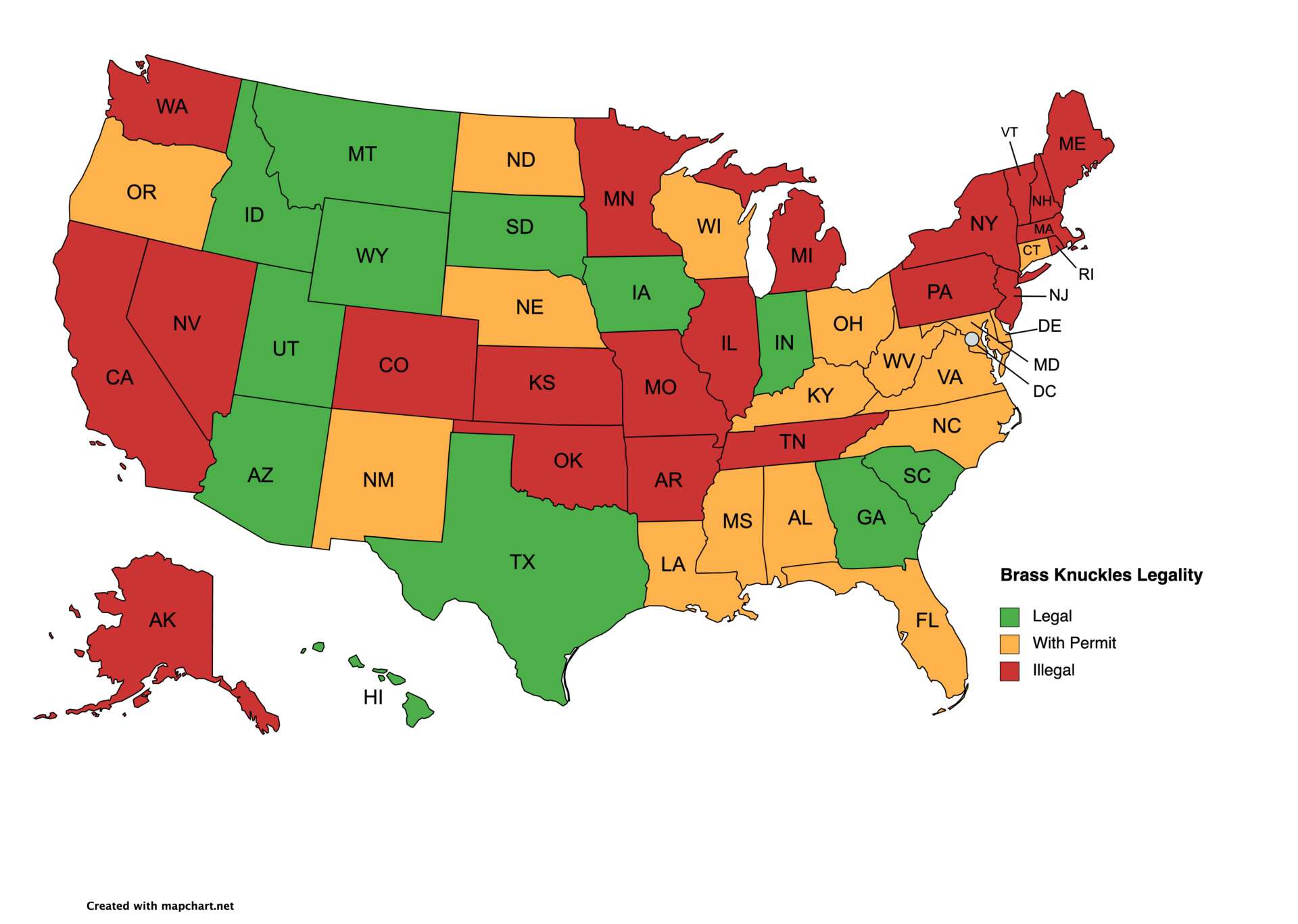 Brass Knuckle Laws in the United States Self Defense Mall