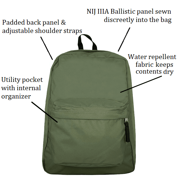 Bullet Blocker NIJ IIIA Canvas Classic Bulletproof Backpack