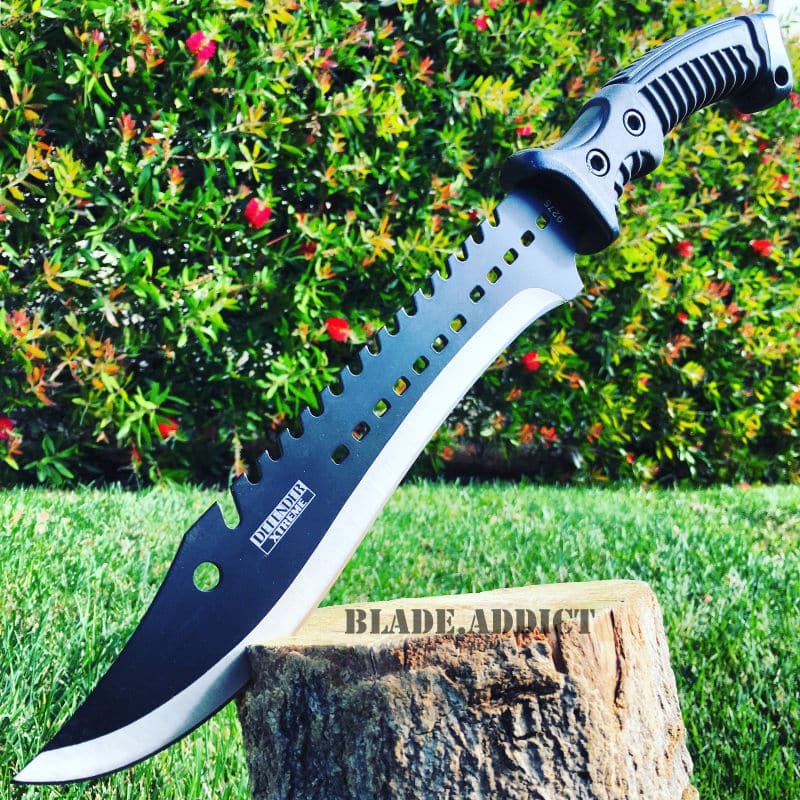 15.5" TACTICAL HUNTING SURVIVAL BLADE MACHETE Rambo Knife Sword Camping RED