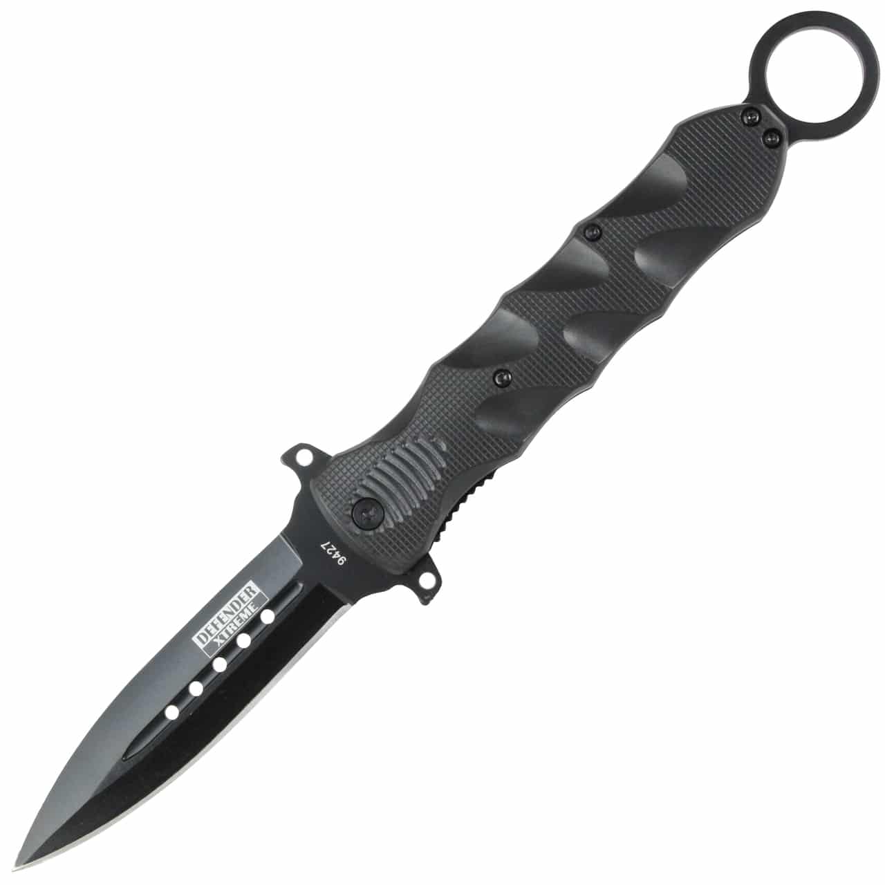10" Black Combat Tactical Assisted Open Folding Dagger Style Pocket Knife Blade