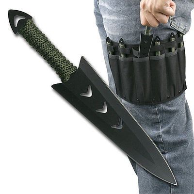 12 Pc 6" Ninja Tactical Combat Kunai Throwing Knife w/ Sheath Hunting Set
