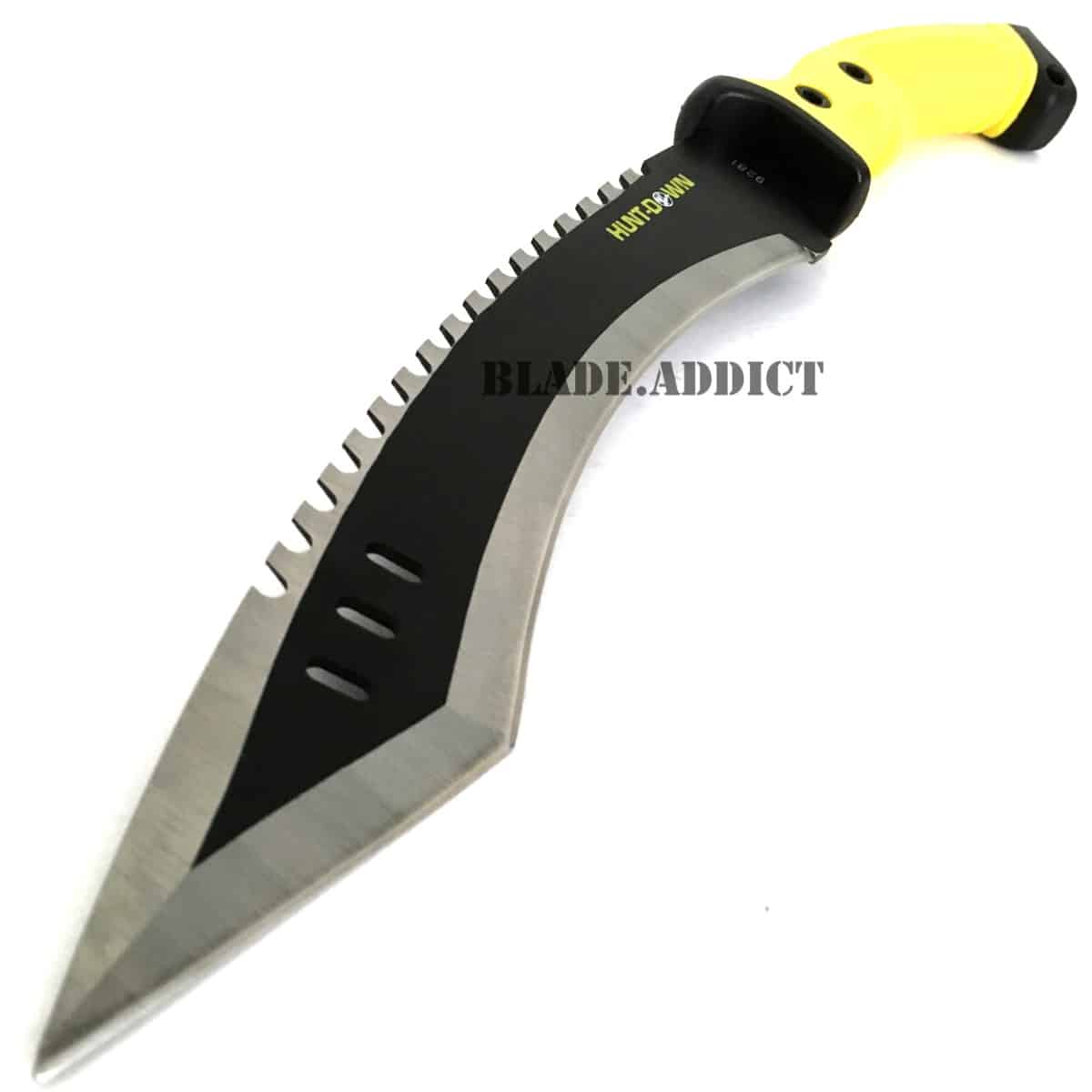 16" TACTICAL HUNTING SURVIVAL RAMBO FIXED BLADE MACHETE KNIFE Camping Axe Sword YELLOW