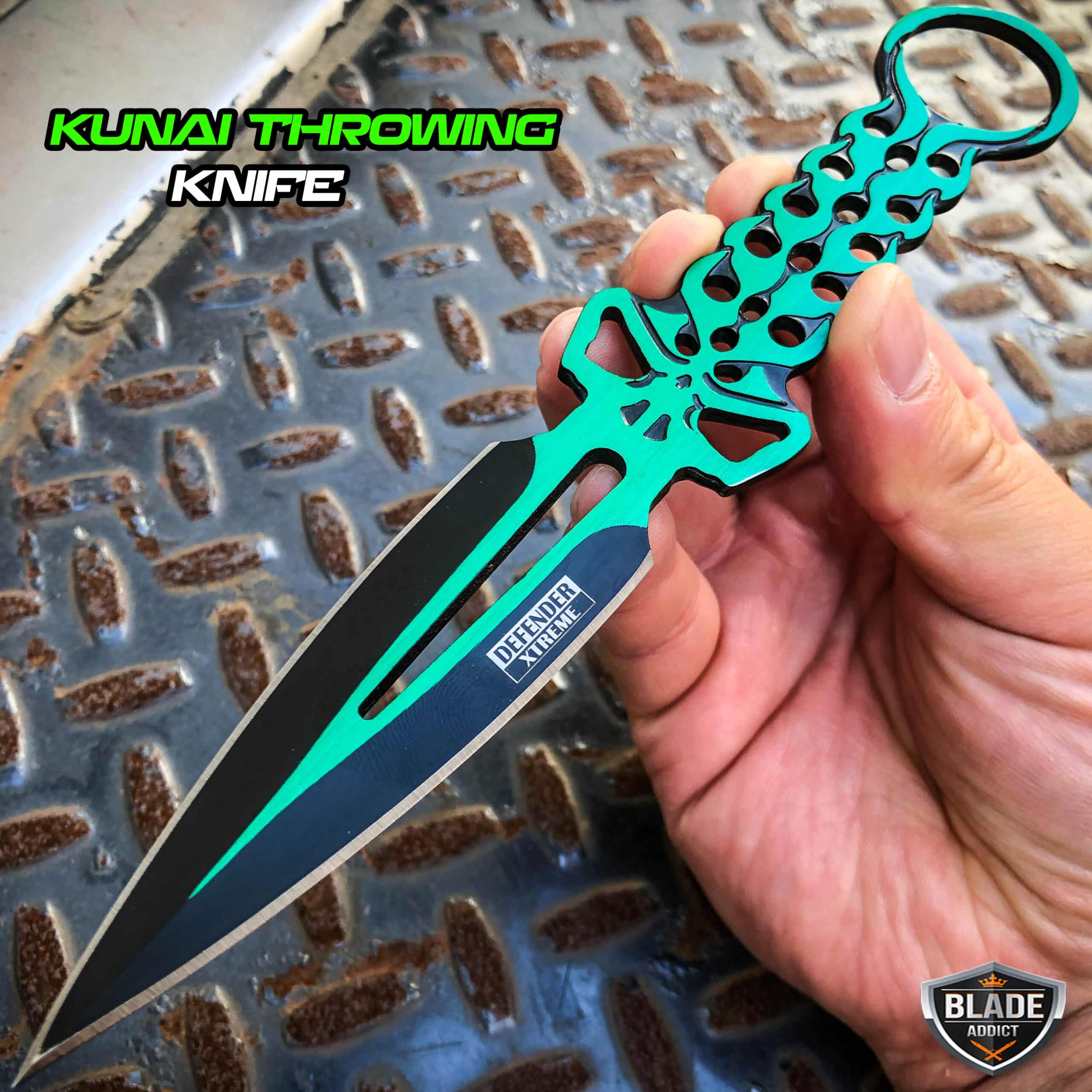 8″ Ninja Tactical Skull Combat Kunai Throwing Knife Hunting Dagger Blade