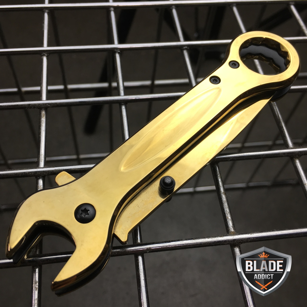 7.5" MULTI-TOOL WRENCH TACTICAL SPRING ASSISTED OPEN FOLDING POCKET KNIFE GOLD