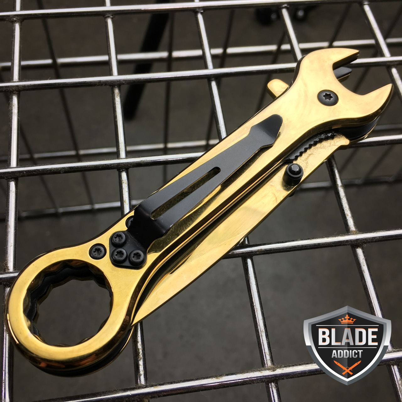 7.5" MULTI-TOOL WRENCH TACTICAL SPRING ASSISTED OPEN FOLDING POCKET KNIFE GOLD