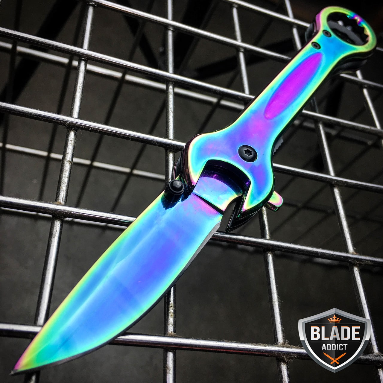 7.5″ MULTI-TOOL WRENCH TACTICAL SPRING ASSISTED FOLDING POCKET KNIFE RAINBOW EDC