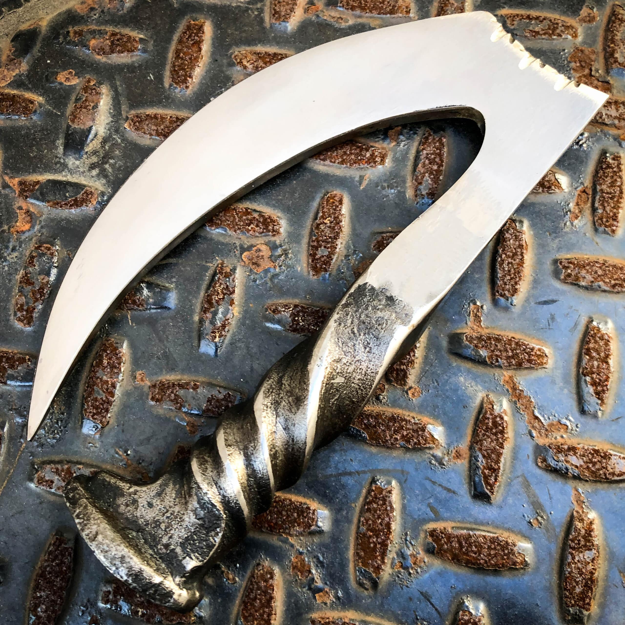Hand Forged Railroad Spike Carbon Gut Claw Knife