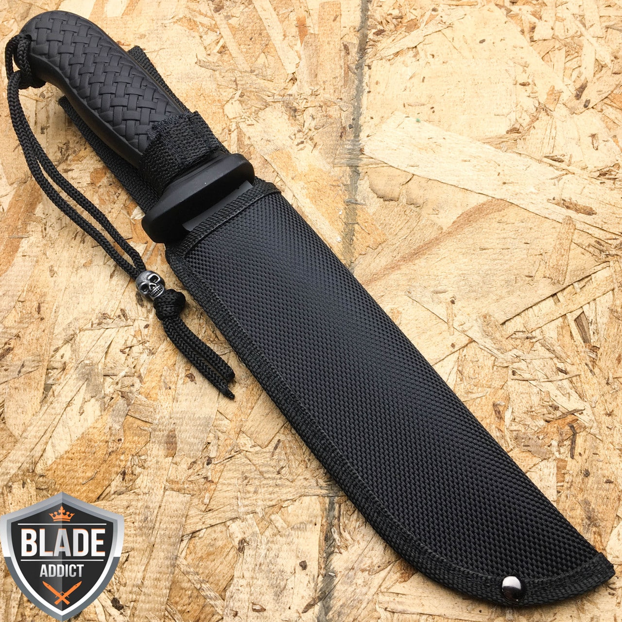 12" BLACK HUNTING SURVIVAL FIXED BLADE MACHETE TACTICAL Rambo Knife Sword SPEAR