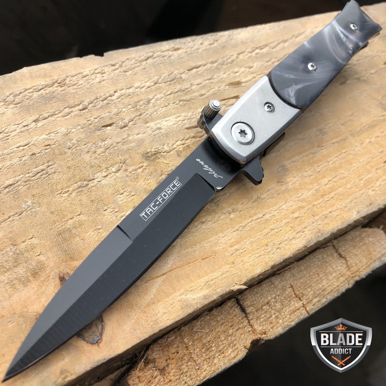 TAC FORCE MILANO STILETTO Tactical Spring Assisted Open Folding Pocket Knife Pearl
