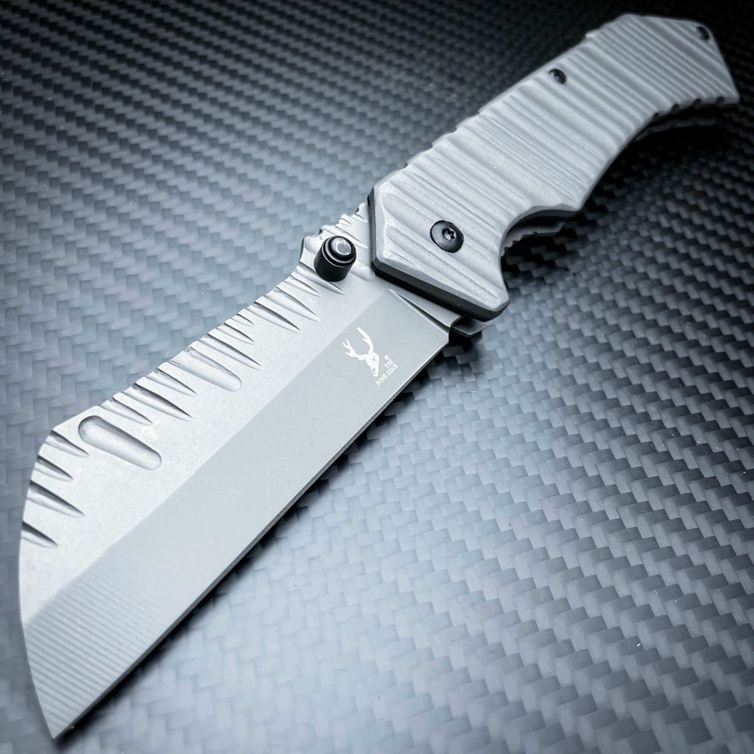 TACTICAL Spring Assisted Open Pocket Knife CLEAVER RAZOR FOLDING Blade Gunmetal