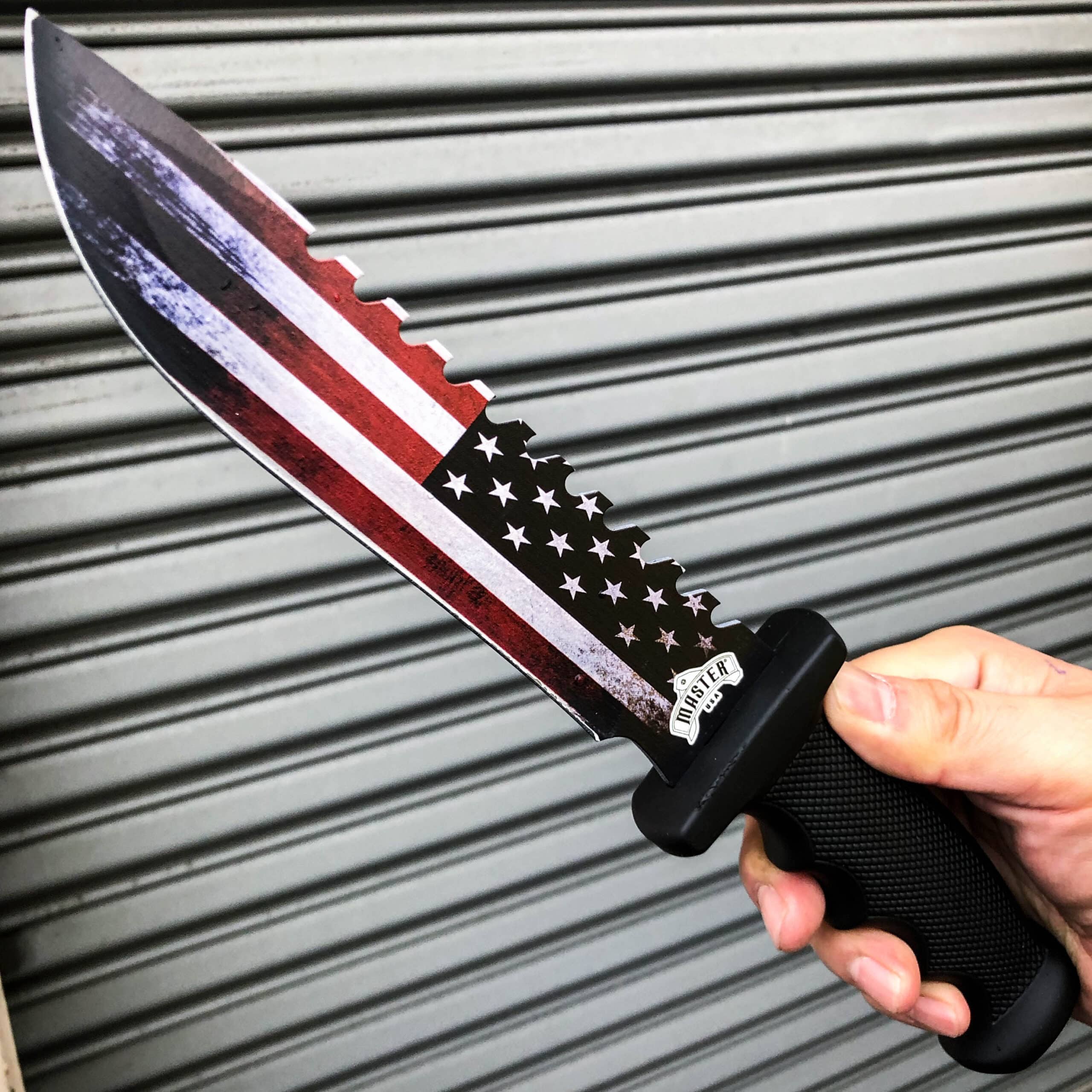 12.5 Military Tactical AMERICAN FLAG Fixed Blade Bowie Knife w/ Sheath NEW