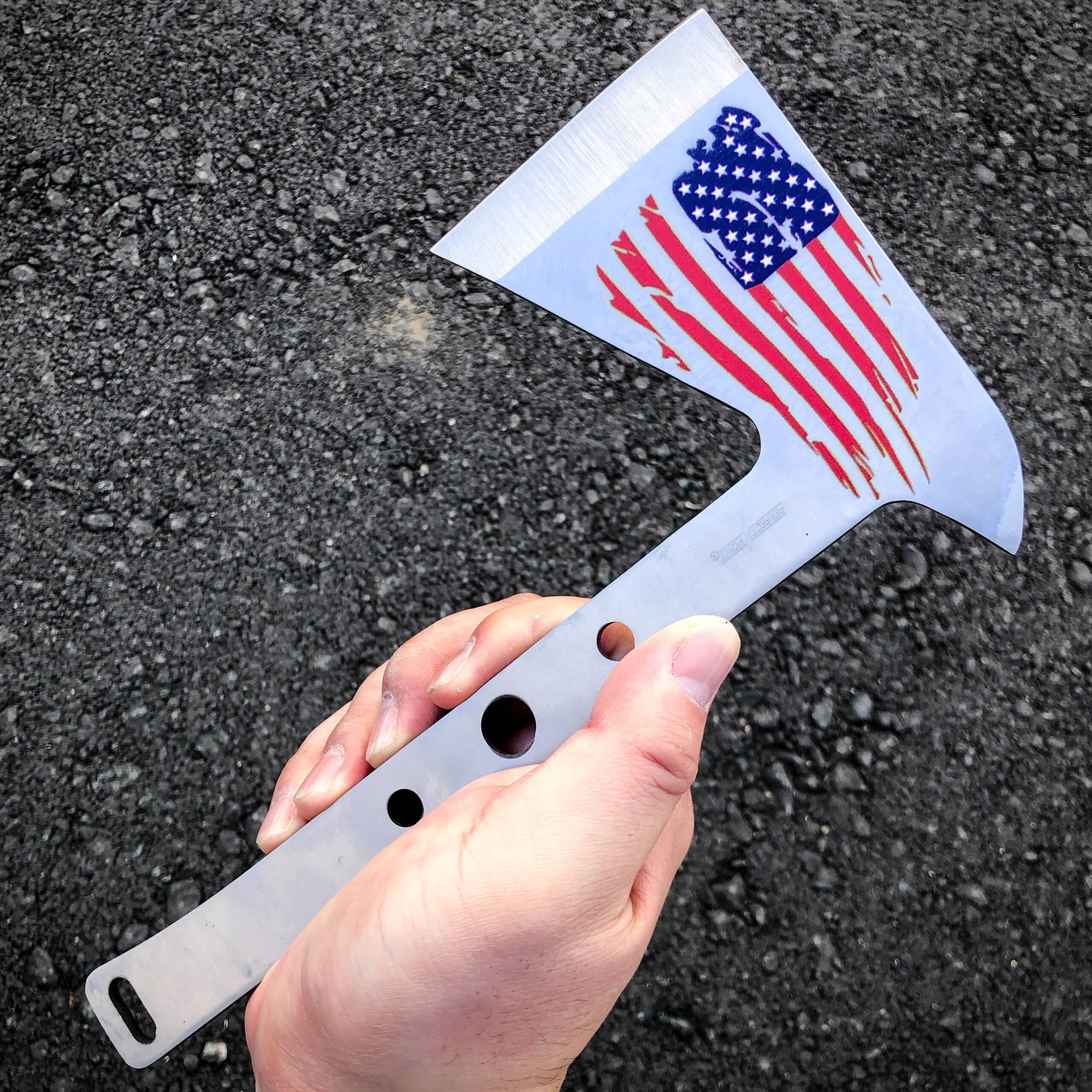 2 PC SILVER Tactical Axe TWIN Double USA FLAG Tomahawk Hatchet Throwing Knife