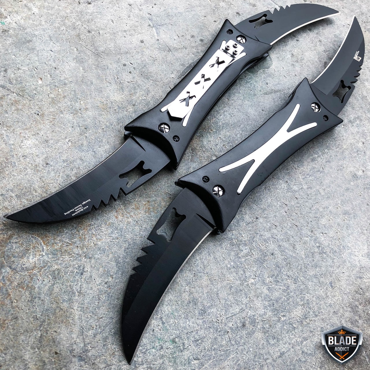 Dual QUAD Blade Fantasy Cosplay Folding Pocket Knife Tactical Combat