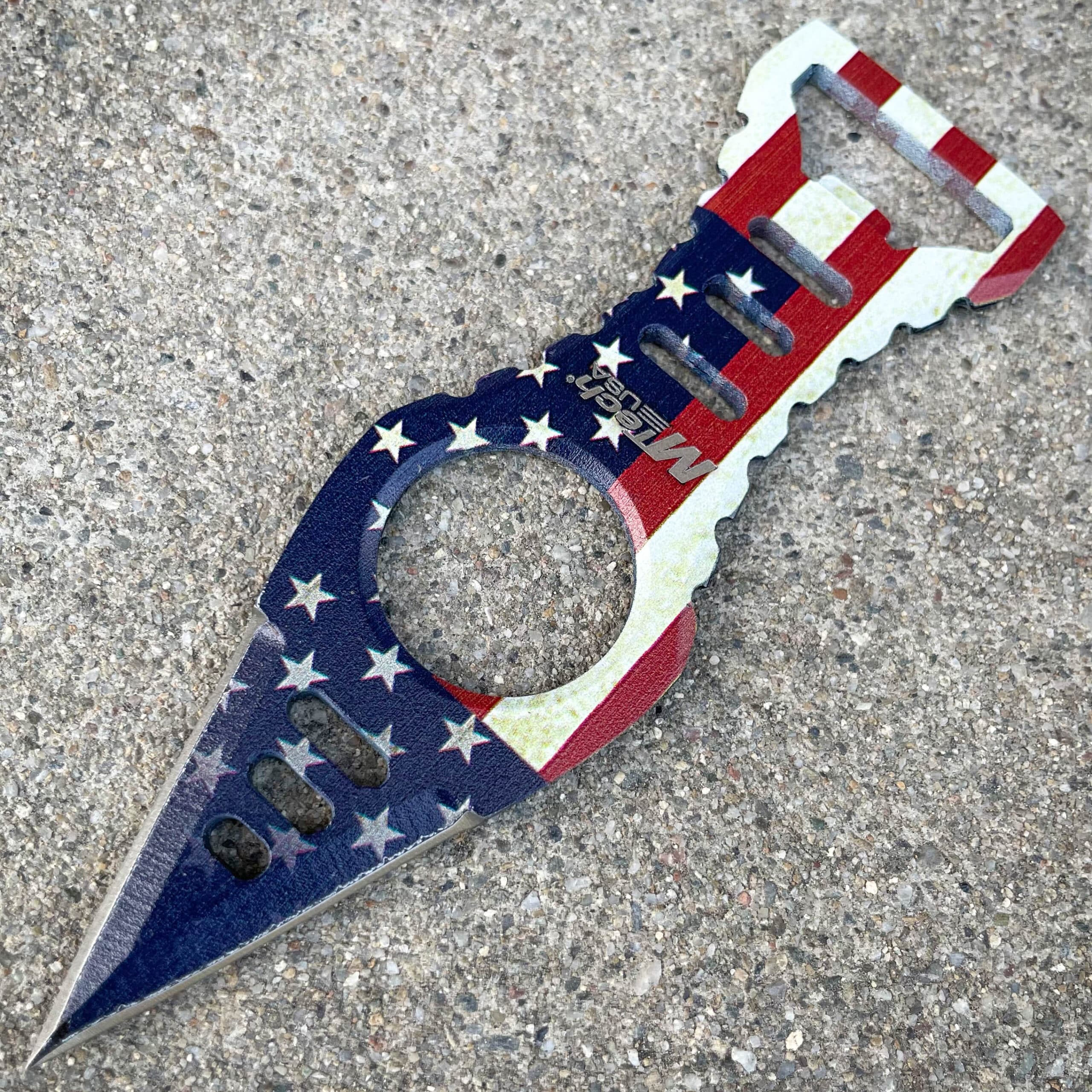 Spear Point Neck Knife USA Flag