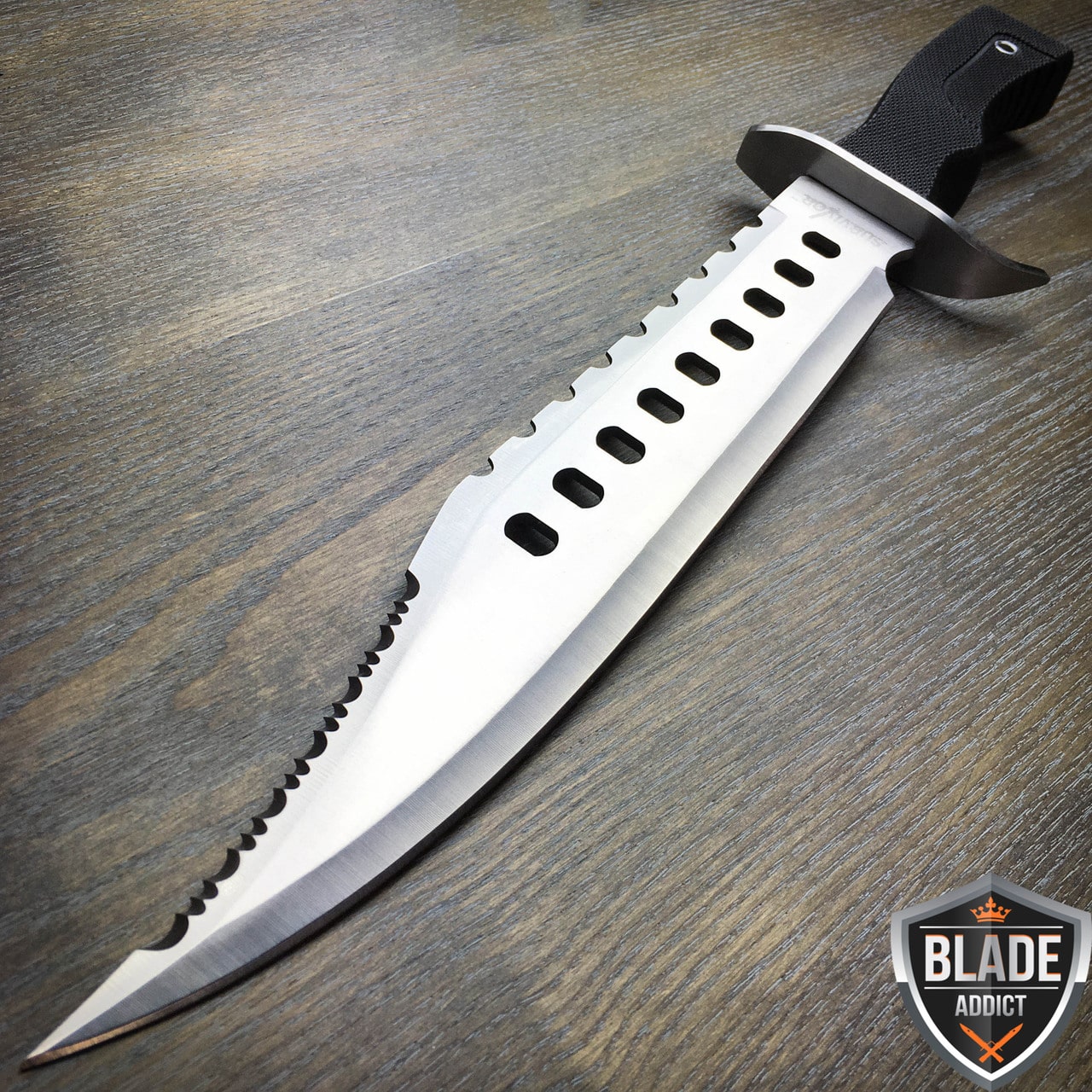 17″ Tactical Hunting Rambo Full Tang Fixed Blade Knife Machete Bowie w/ Sheath