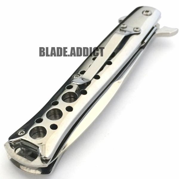 9" TAC FORCE Chrome Italian Stiletto Tactical Spring Assisted Open Pocket Knife