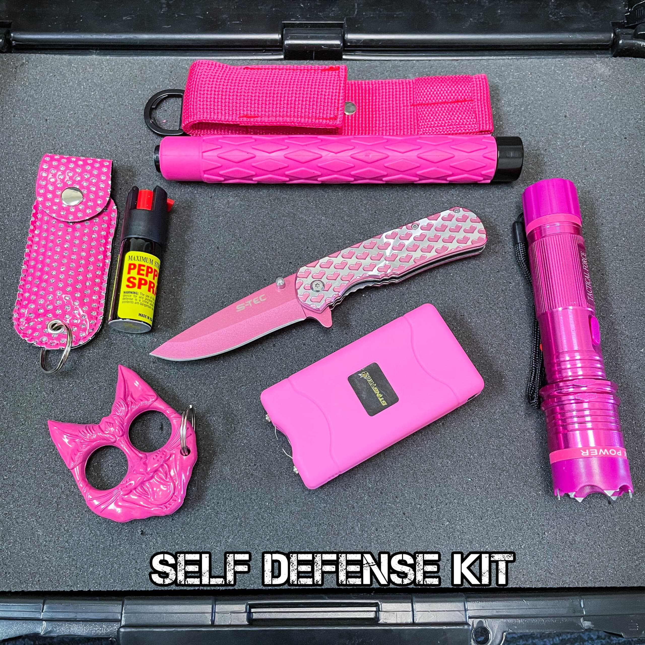 Buy ODDS Shifter Pepper Spray and Taser Set - Self Defense Kit for Women &  Men Featuring 1.6 uC Mini Stun for Women Self Defense and Pink Pepper Spray  - Taser and