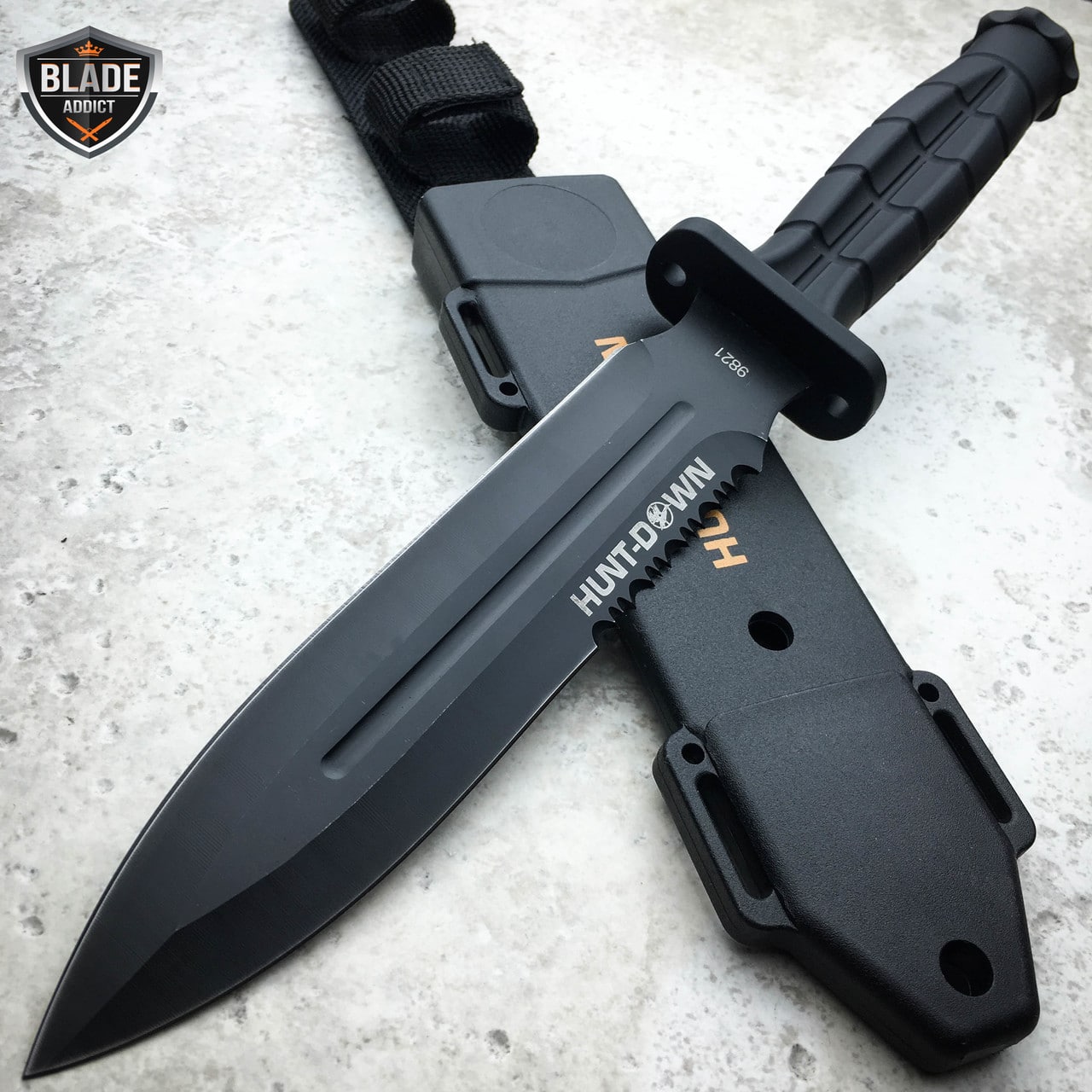 3PC 8" BlacK Tactical Ninja Combat Kunai Throwing Knife Set Hunting + Case