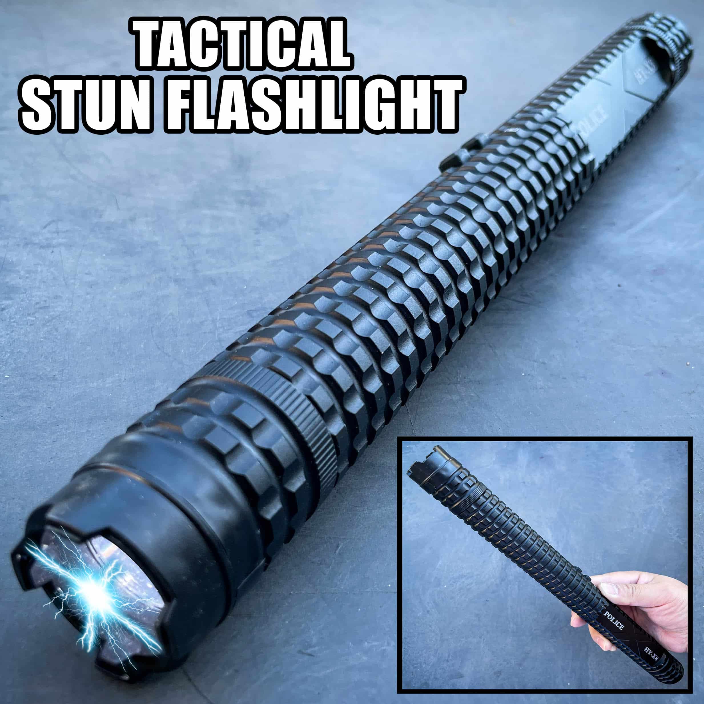 13.25" LONG Metal POLICE Stun Gun 999 Million Volt Rechargeable + LED Flashlight
