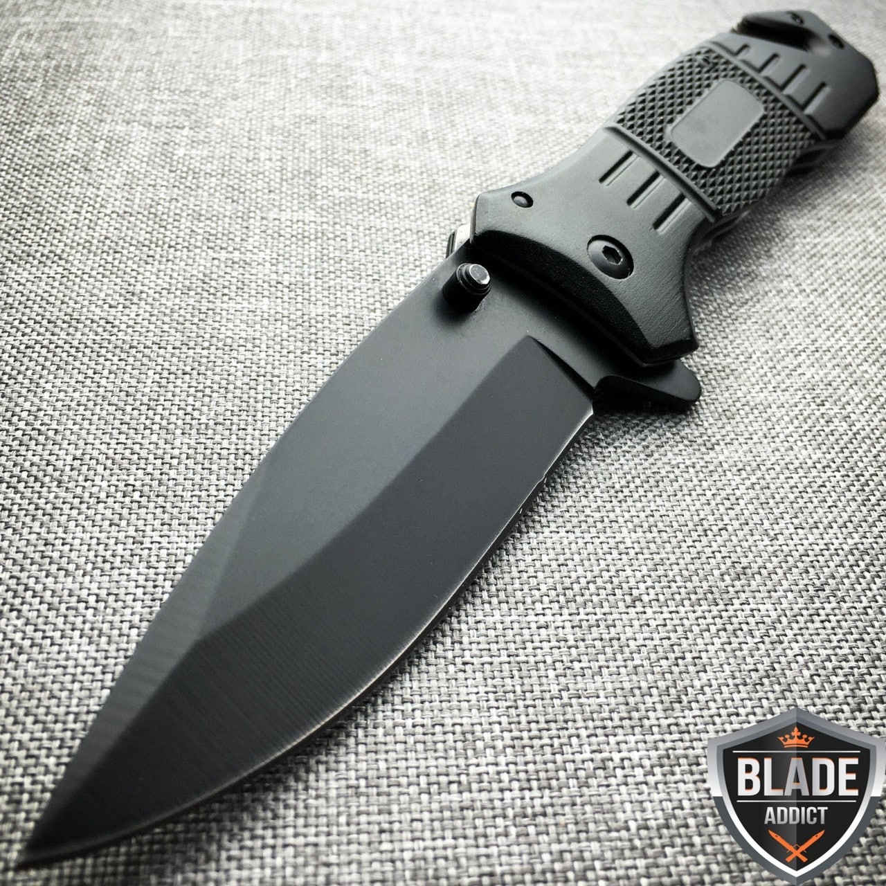 2 PC BLACK TACTICAL SURVIVAL Rambo Hunting FIXED BLADE KNIFE Bowie w/ SHEATH -x