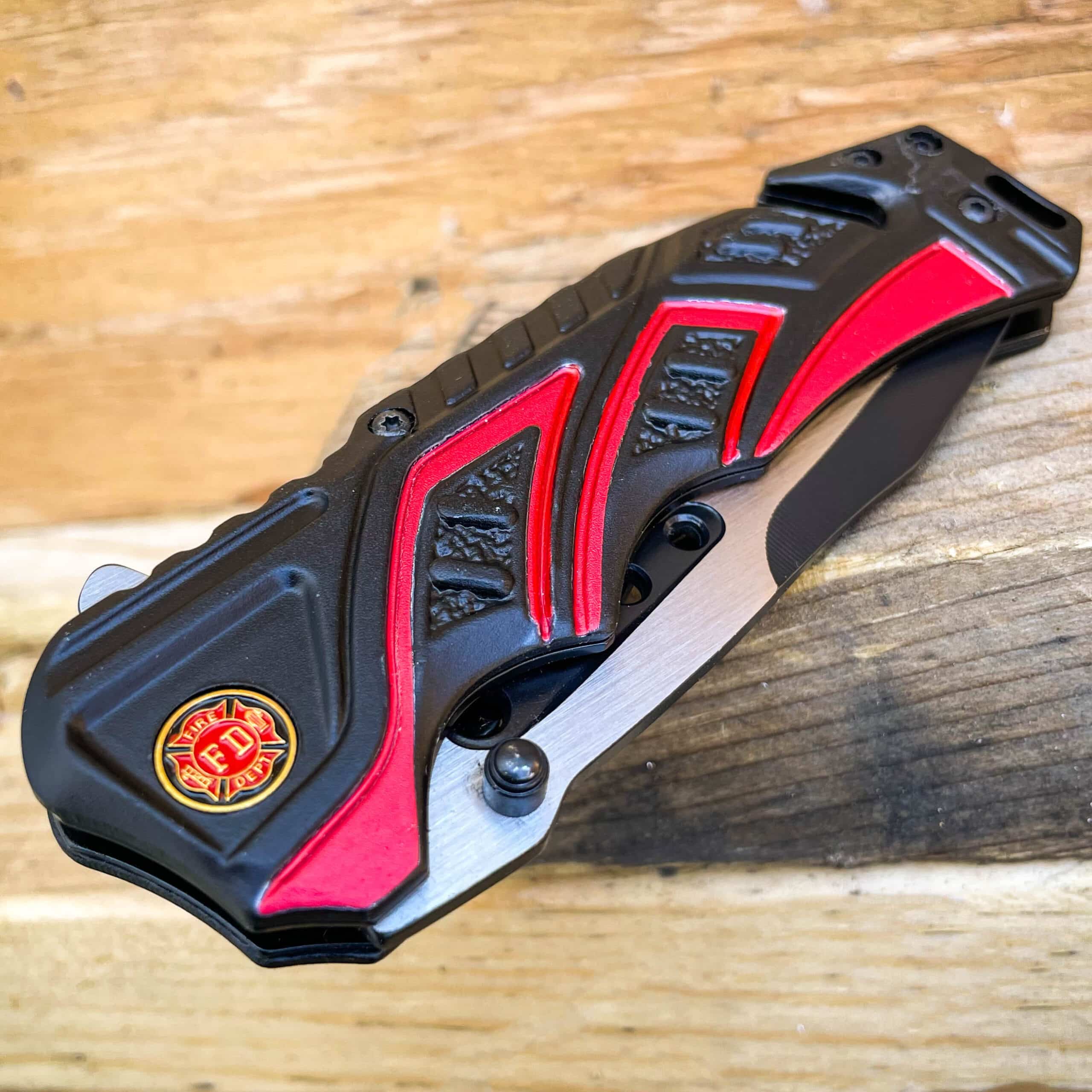 8.25" FIRE FIGHTER SPRING OPEN ASSISTED TACTICAL RESCUE FOLDING POCKET KNIFE RED
