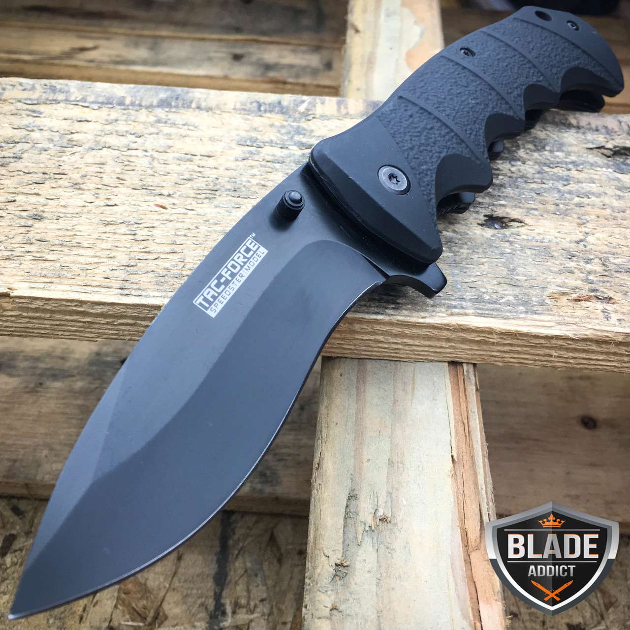TAC FORCE Spring Assisted Opening BLACK TACTICAL Pocket Knife Folding Blade