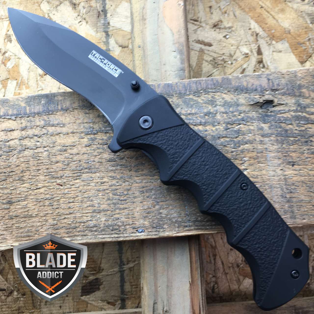 TAC FORCE Spring Assisted Opening BLACK TACTICAL Pocket Knife Folding Blade