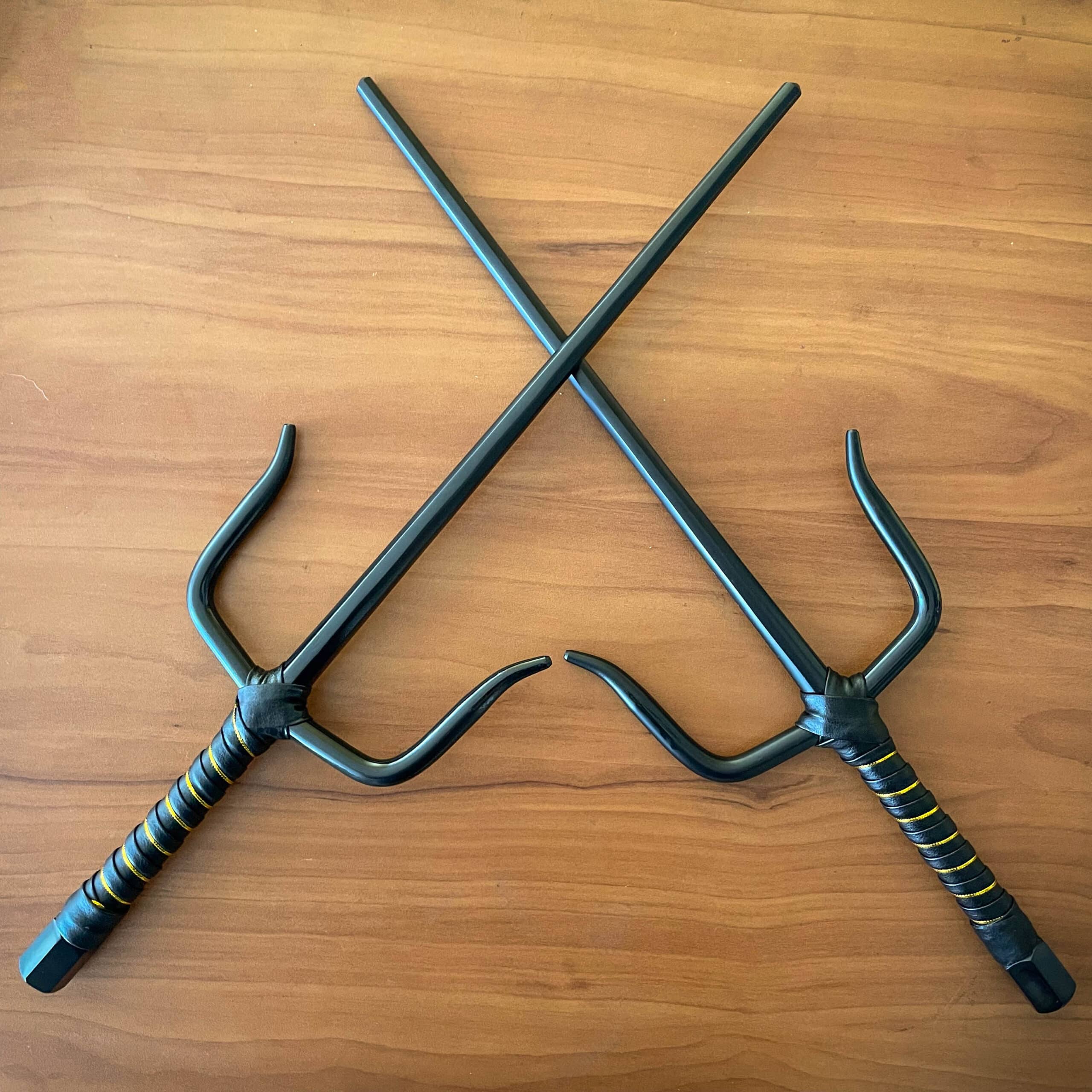 2PCS 18″ Japanese Oni Ninja Metal Martial Arts Octagon Sai Set Cosplay Xmas Gift