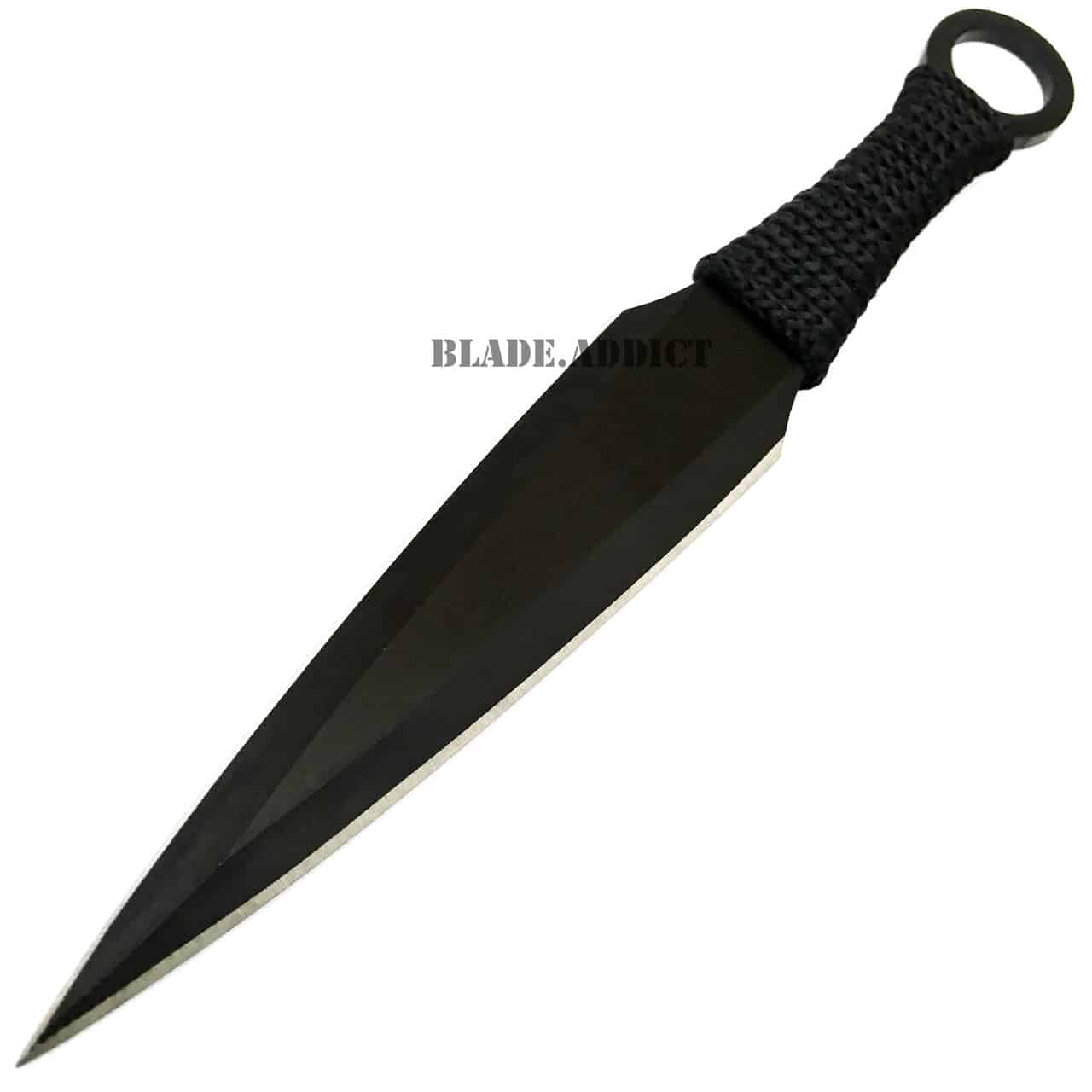 3Pc 6.5" Ninja Tactical Combat Kunai Throwing Knife Set w/ Sheath BLACK