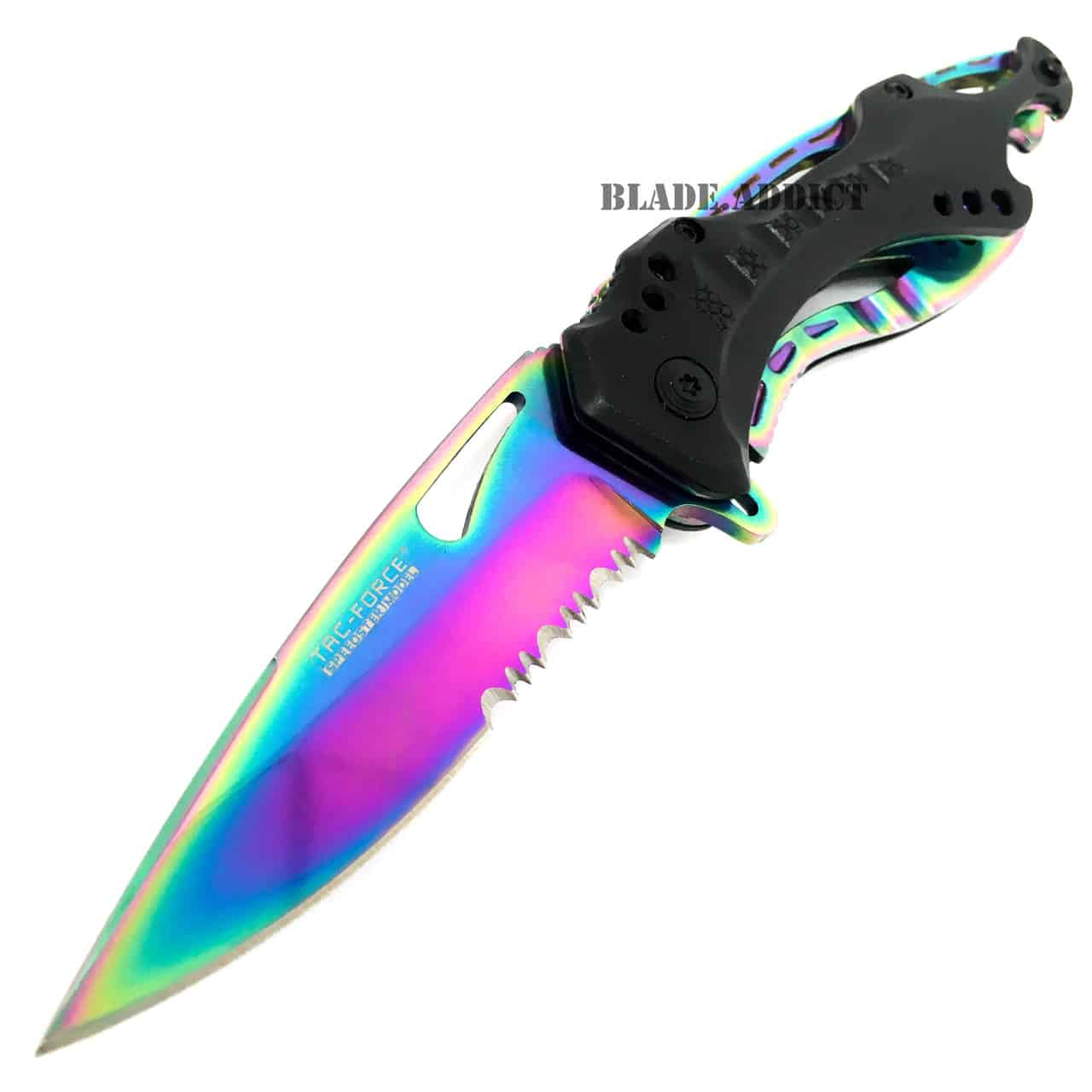 8" TAC FORCE RAINBOW SPRING ASSISTED TACTICAL FOLDING KNIFE Blade Open Pocket NEW