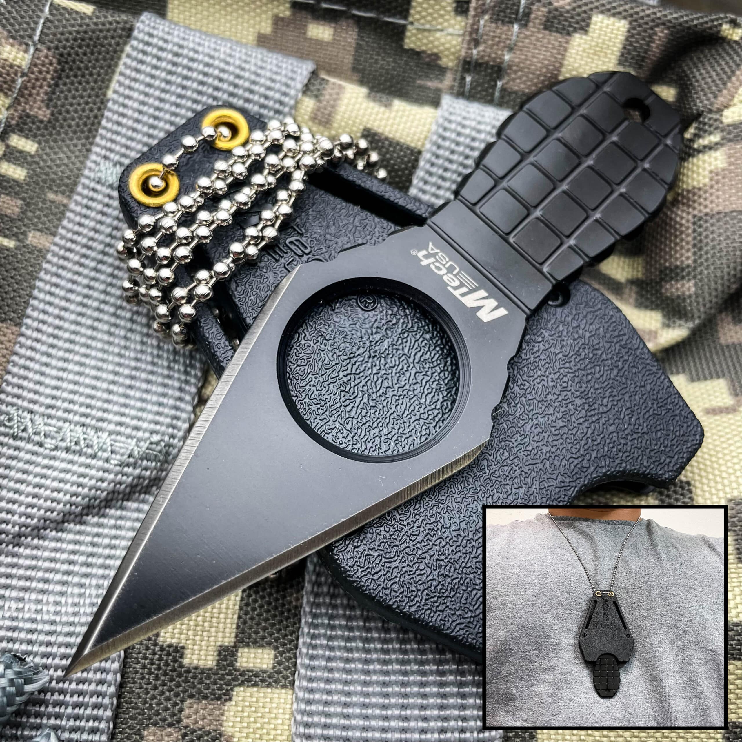 MTECH Black Tactical Neck Knife