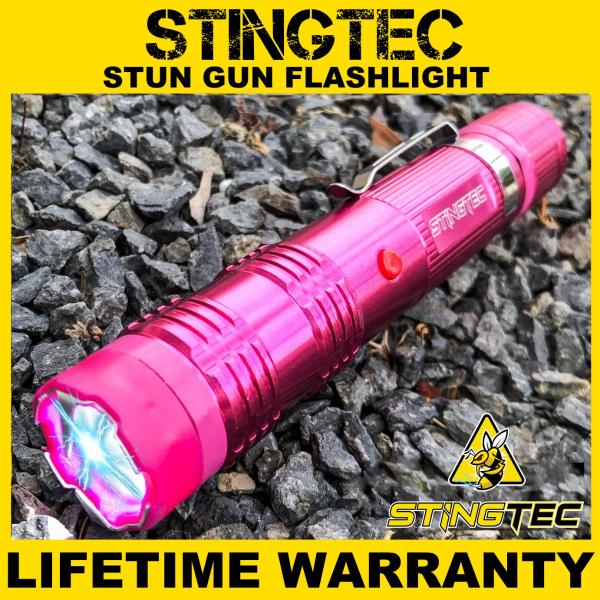 STINGTEC Tactical Stun Gun HIGH POWER Metal Rechargeable LED Flashlight – PINK