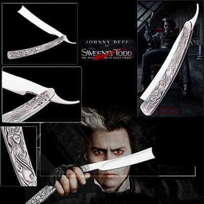 10.5" Sweeney Todd Straight Blade Barber Razor Pocket Knife Shaving Cut Throat