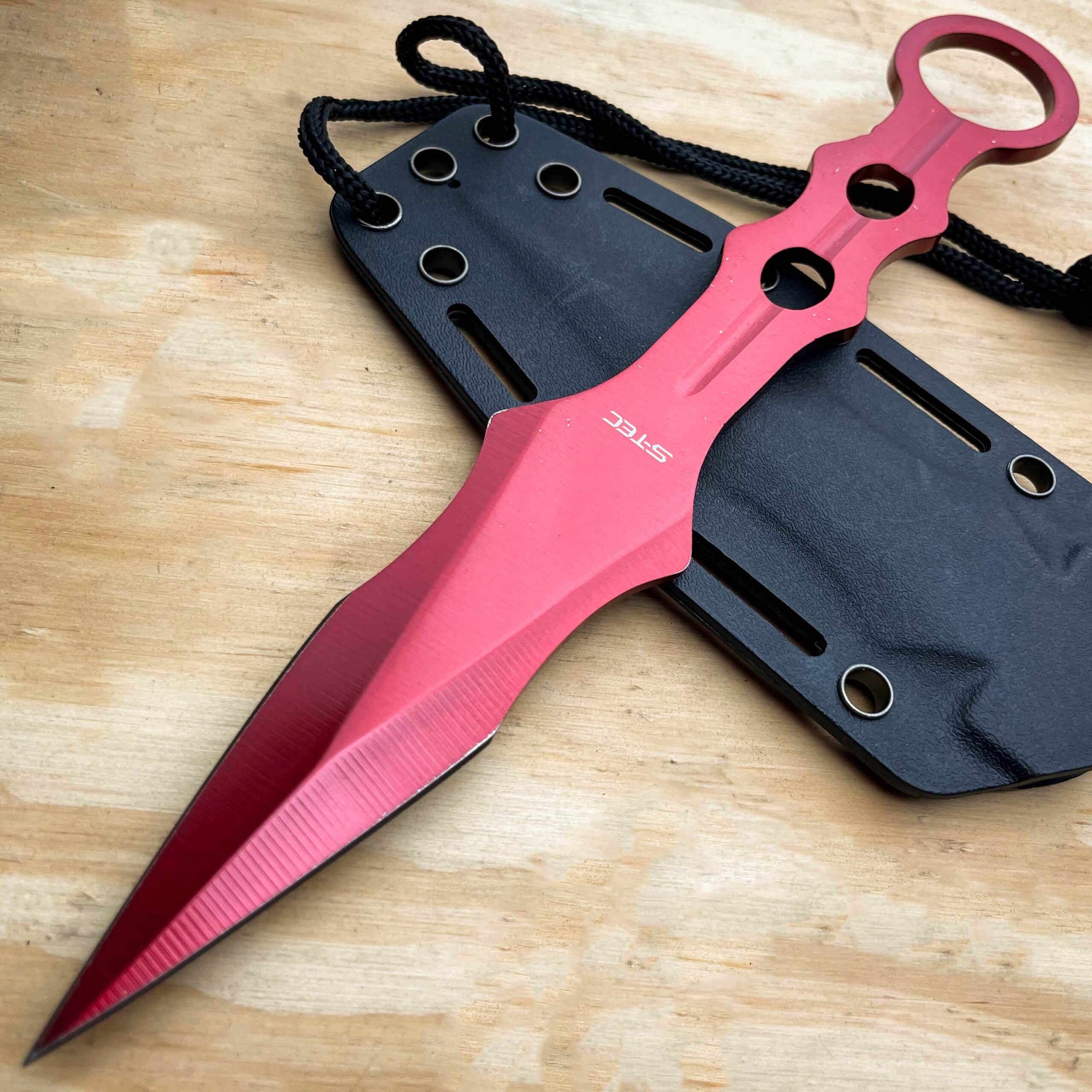 9″ Ninja Tactical Fixed Blade Kunai Karambit Throwing Neck Knife RED