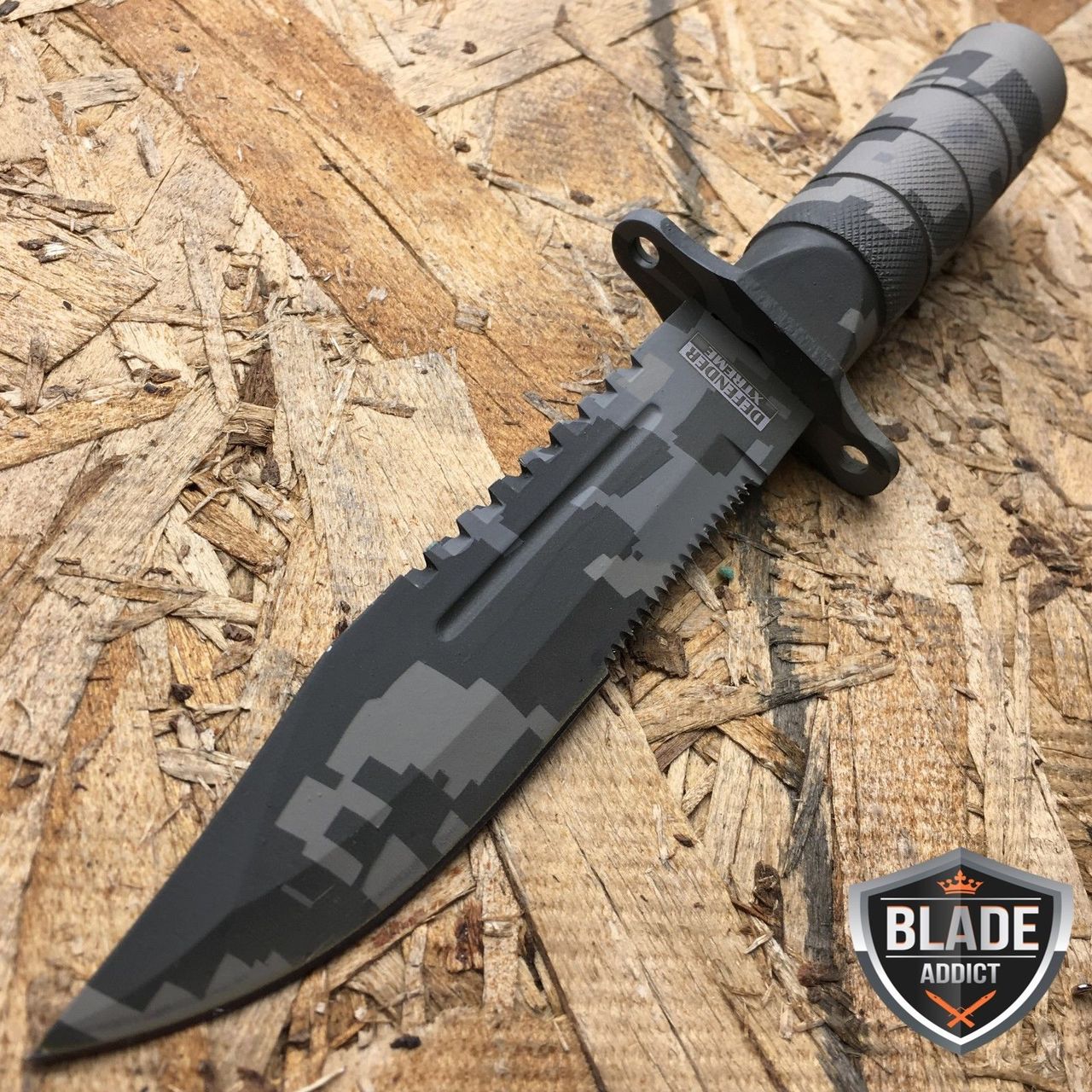 8.5" Military Camo Tactical Fishing Hunting Knife Survival Kit Blade w/ Sheath
