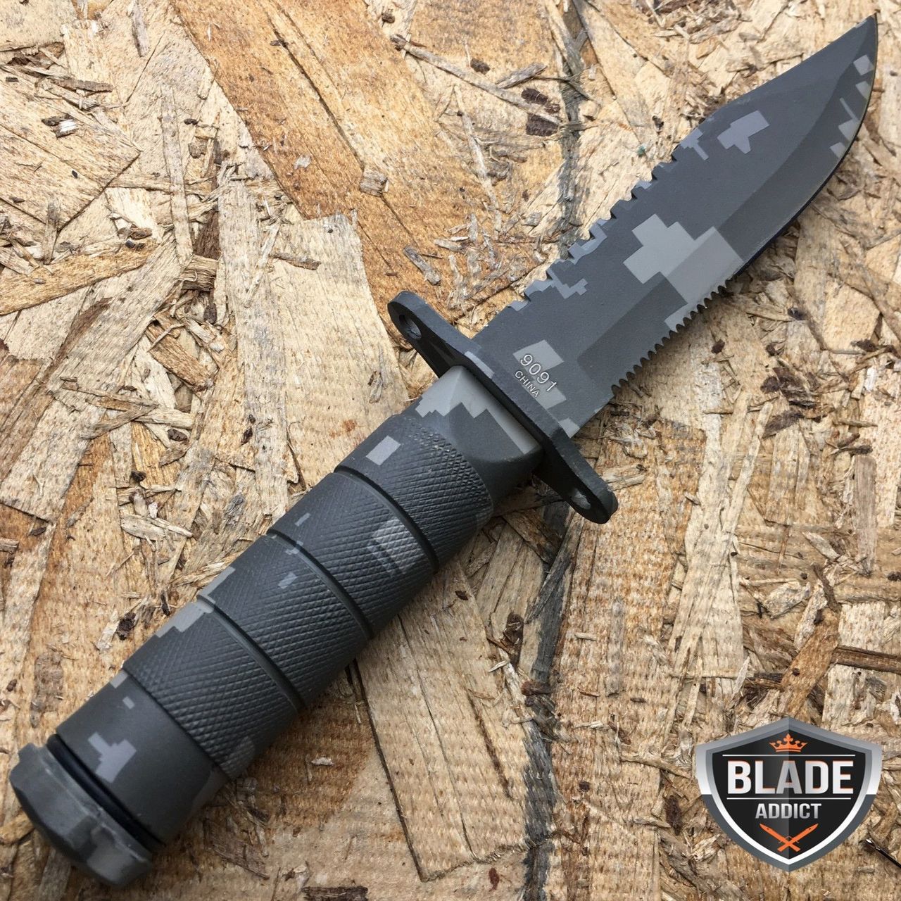 8.5" Military Camo Tactical Fishing Hunting Knife Survival Kit Blade w/ Sheath