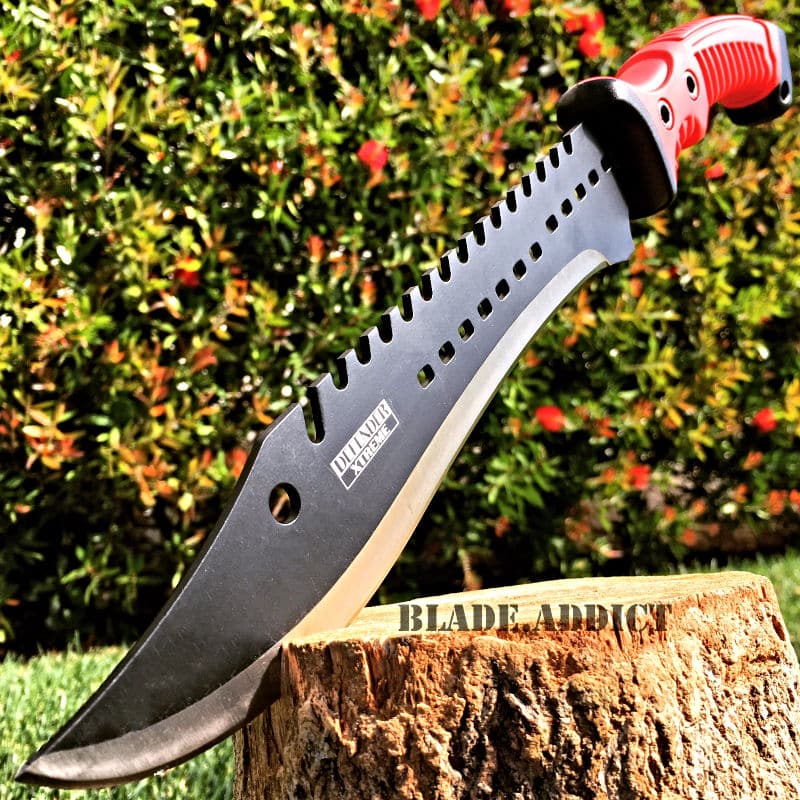 15.5″ TACTICAL HUNTING SURVIVAL BLADE MACHETE Rambo Knife Sword Camping RED