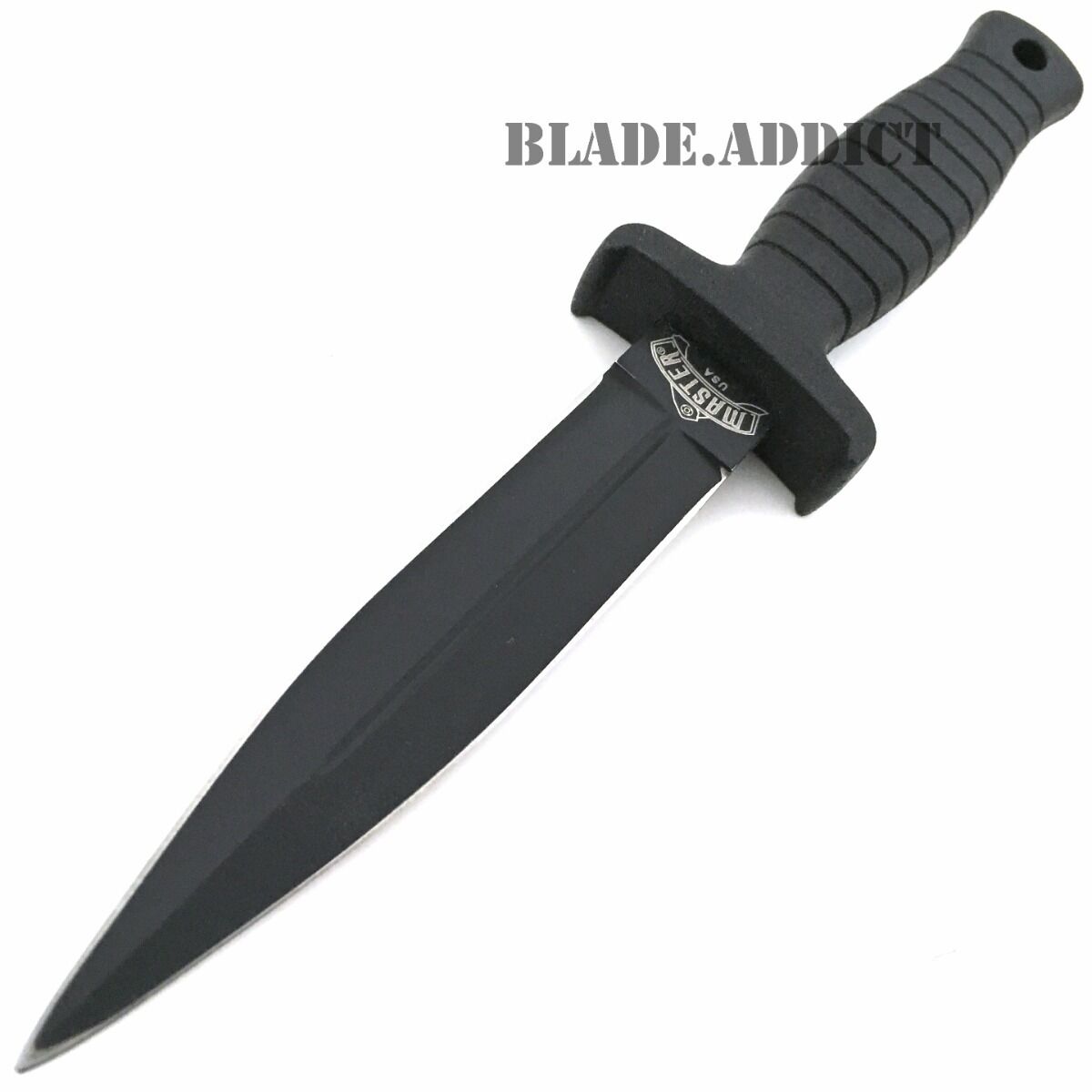 7" Double Edge Military Tactical Hunting Dagger Boot Neck Knife + Fire Starter Black