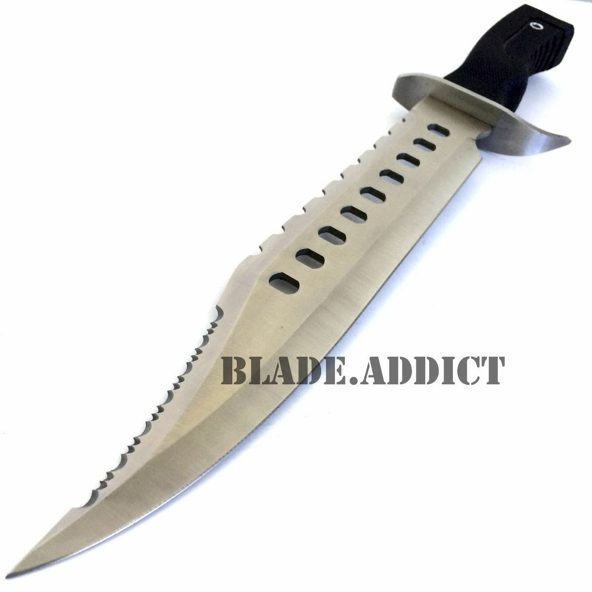 17" Tactical Hunting Rambo Full Tang Fixed Blade Knife Machete Bowie w/ Sheath