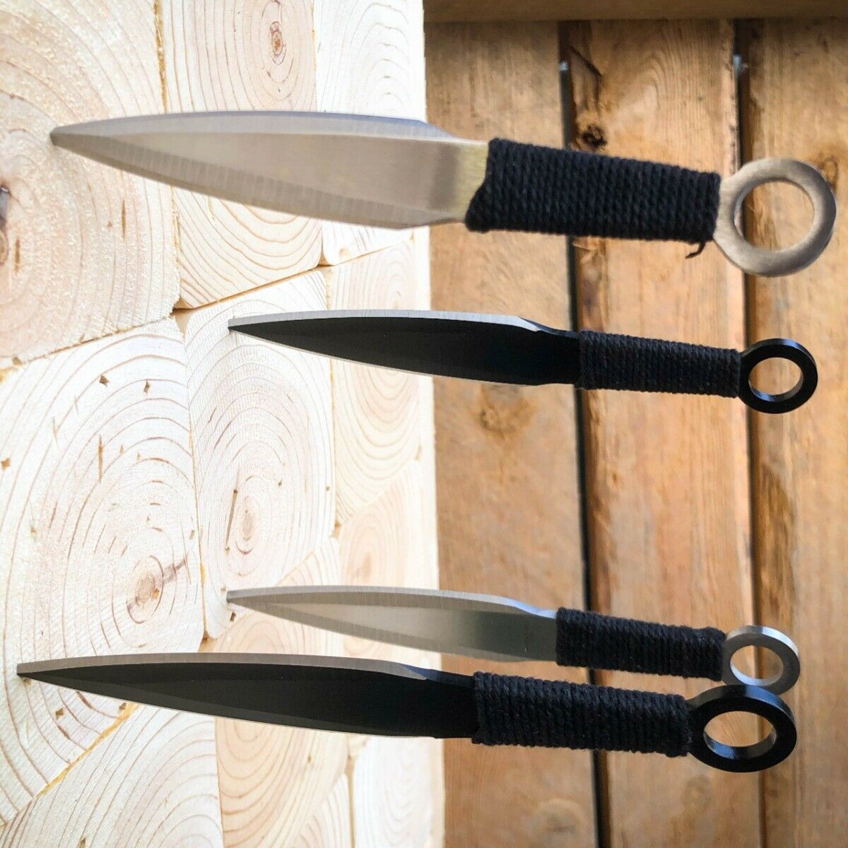 12 PC 6.75" Black Silver Tactical Ninja Throwing Blade Knife Kunai Knives