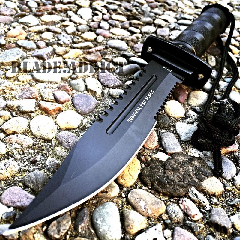 11″ Tactical Fishing Hunting RAMBO Knife w Sheath Bowie Survival Kit Camping