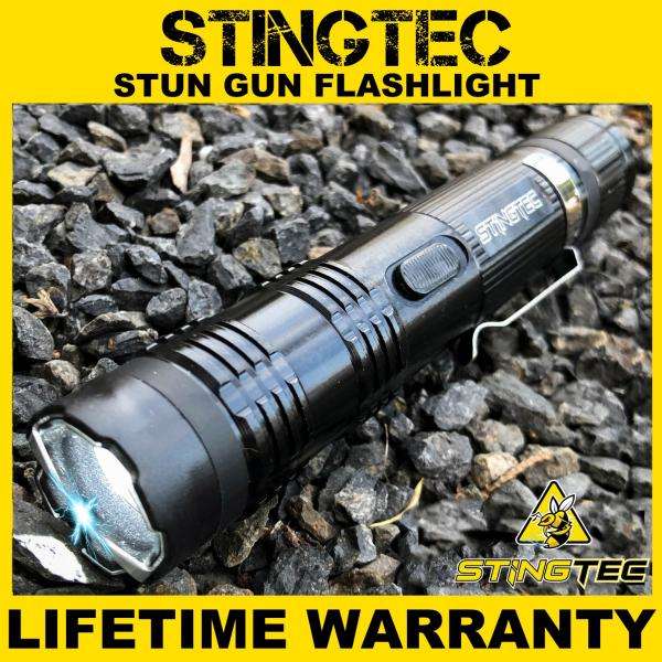 STINGTEC Tactical Stun Gun HIGH POWER Metal Rechargeable LED Flashlight - Blue